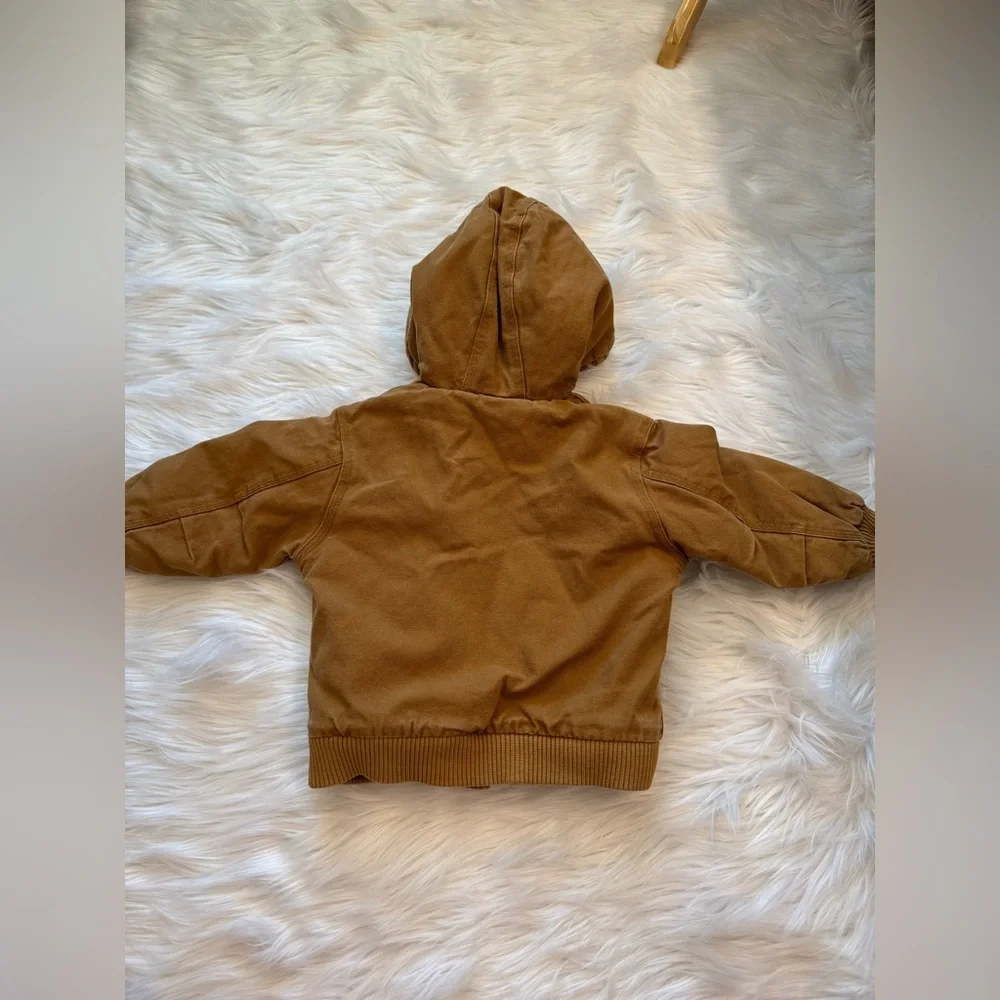 Carhartt 18M Baby Toddler Boy/Girl Hooded Quilted Lining Zip Front Jacket Brown